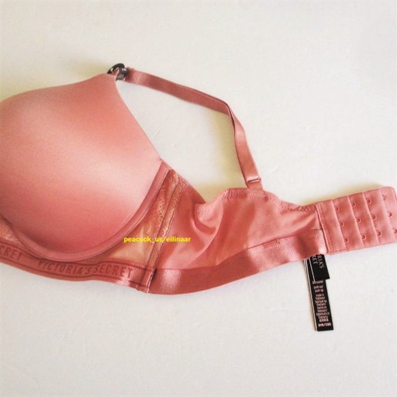 VICTORIA'S SECRET Bombshell Bra +2 Cup Push Up 32D Logo Band Soft Cranberry - Picture 5 of 6